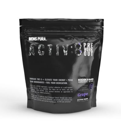 Activ8 Grape Pre-Workout 25 Power-Packed Servings 250mg Caffeine