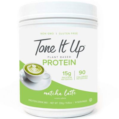 Tone It Up Plant Based Matcha Latte Protein Powder - Pea and Pumpkin Protein - Kosher, Sugar, Gluten and Dairy Free - 15g of Protein x 14 Servings - .77 lbs