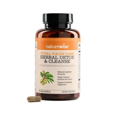 Naturewise Total Colon Care Herbal Cleanse - With Prebiotics, Botanicals, &amp; Antioxidants - for Regular Bowel Movement, Digestion, Gut Health - Vegan, Gluten-Free, Non-GMO - 60 Capsules[2-Month Supply]
