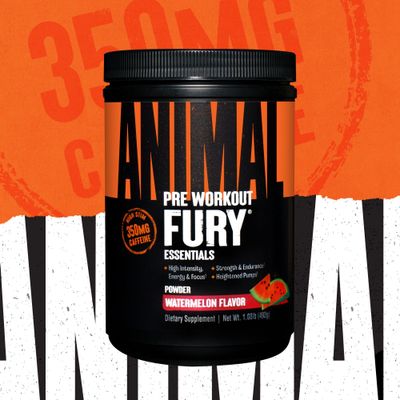 Animal Fury Pre Workout Powder - Energy and Focus Supplement with 5g BCAA, 350mg Caffeine Nitric Oxide Booster with Beta-Alanine, Preworkout for Men and Women, Watermelon Flavor, 30 Servings
