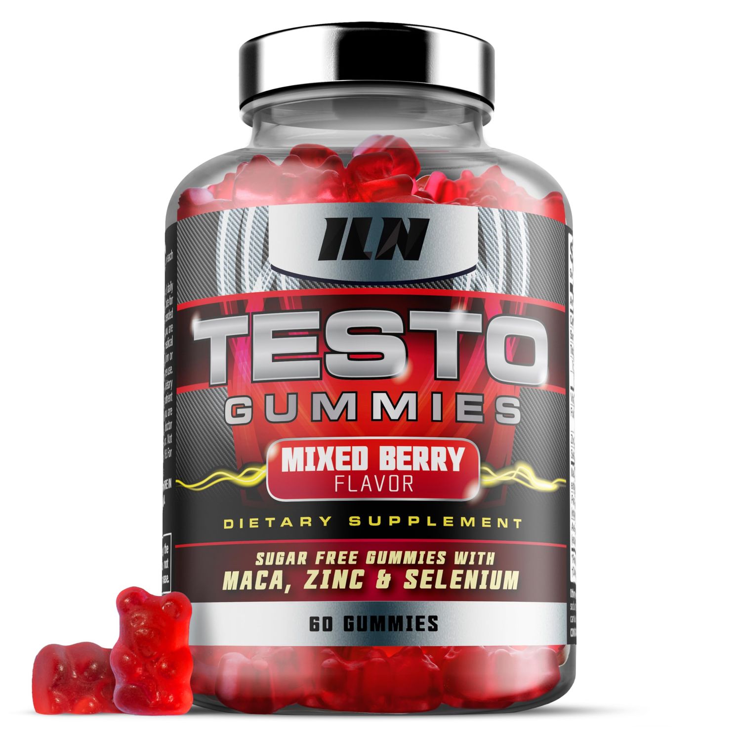Iron Labs Nutrition Testo Gummies for Men (60 Gummies) - High Strength Booster for Men - Mixed Berry Flavor - Features Maca, Ginseng, Zinc and Selenium - Sugar Free &amp; Vegan Suitable