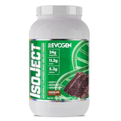 Evogen Isoject Naturals - Whey Isolate Protein Powder | Naturally Flavored, Ultra-Pure Whey Isolate, Enhanced Absorption &amp; Recovery | Ignitor Enzymes, BCAAs, EAAs | Chocolate | 28 Servings