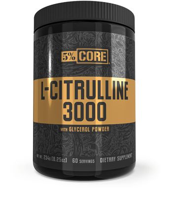 5% Nutrition Core L-Citrulline 3000 with Glycerol | Nitric Oxide Booster &amp; Muscle Pump Supplement | Pre-Workout Additive | Unflavored (60 Servings)