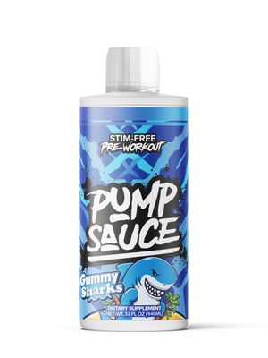 Pump Sauce Pre-Workout - 32 oz, Gummy Sharks, No Caffeine, Full Spectrum Liquid, Gluten Free, Vegan, Zero Sugar