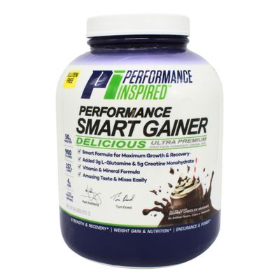 Performance Inspired Nutrition Smart Mass Gainer - Recover &amp; Rebuild Muscles - Contains Added L-Glutamine - Big 50G Protein - Creatine - Fiber - Digestive Enzymes - Chocolate Milkshake - 6 Pounds
