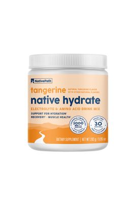 NativePath Native Hydrate, Zero Sugar, Electrolytes Powder with BCAAs, Tangerine Hydration Powder, Keto &amp; Paleo Friendly, 30 Servings