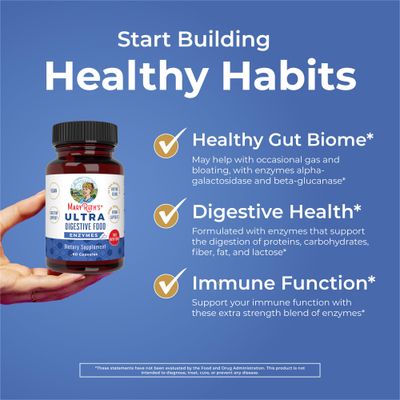 MaryRuth Organics Ultra Digestive Enzymes Capsules | Up to 2 Month Supply | Supplement for Gut Health Support | Digestion & Immune Support with Amylase | Lipase & Lactase | Vegan | 60 Count