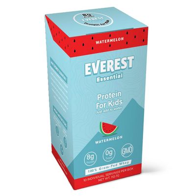 Everest Essential, Kid&#39;s Clear Whey Protein Powder (Watermelon, 10 Packets) Protein Drink Mix for Kids, Electrolytes for Kids, 8g Protein Per Serving, Non GMO, Zero Added Sugar
