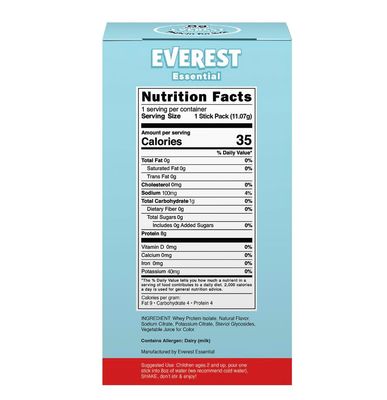 Everest Essential, Kid's Clear Whey Protein Powder (Watermelon, 10 Packets) Protein Drink Mix for Kids, Electrolytes for Kids, 8g Protein Per Serving, Non GMO, Zero Added Sugar