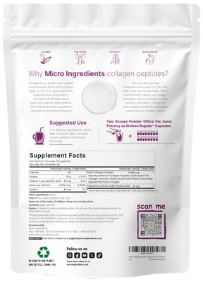 Multi Collagen Protein Powder, 2lbs - Hydrolyzed Collagen Peptides | Type I,II,III,V,X with Biotin 10000mcg, Hyaluronic Acid, Vitamin C - Unflavored - Keto &amp; Paleo Friendly, Easy Dissolve, Non-GMO