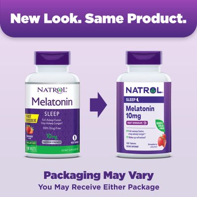 Natrol Fast Dissolve Melatonin 10 mg, Melatonin Supplements for Restful Sleep, Sleep Support for Adults, 100 Strawberry-Flavored Melatonin Tablets, Up to a 100 Day Supply
