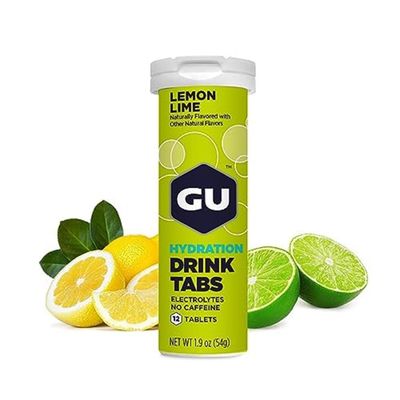 GU Energy Hydration Electrolyte Drink Tablets, Vegan, Gluten Free &amp; Caffeine Free, Enhanced Endurance Sports Drink for Running, Cycling, Triathlon, 8-Count (96 Servings), Lemon Lime