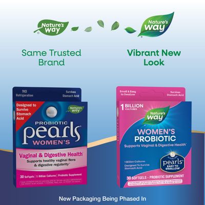 Nature's Way Women's Probiotic Pearls, Supports Vaginal and Digestive Health*, 1 Billion Live Cultures, No Refrigeration Required, 30 Softgels (Packaging May Vary)