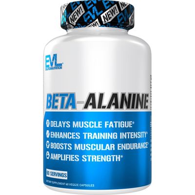 Evlution Nutrition Beta-Alanine Capsules - Enhance Training Intensity - 60 Count Beta-Alanine Supplement for Men &amp; Women - Delay Muscle Fatigue, Boost Endurance, Amplify Strength