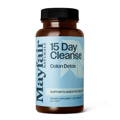 Mayfair Naturals 15 Day Cleanse Colon Detox, Dietary Supplement, 30 Capsules, Natural Laxative for Constipation and Digestive Health Supplement