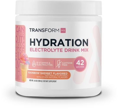 TransformHQ Hydration Electrolyte Drink Mix (Rainbow Sherbet Flavored) 42 Servings Per Container