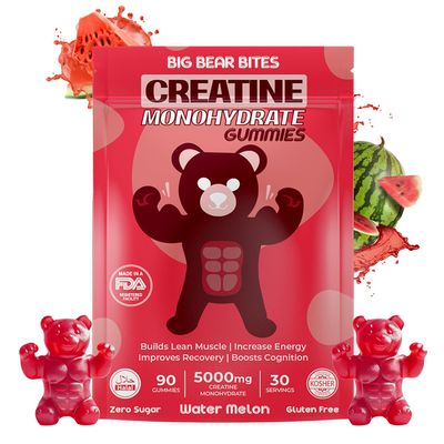 Creatine Monohydrate Gummies for Men &amp; Women | 5000mg of Creatine Gummies per Serving | Sugar Free Gummies, Gluten Free &amp; Halal | Pack of 90 Pre Workout Gummies for Muscle Recovery | Watermelon Flavor