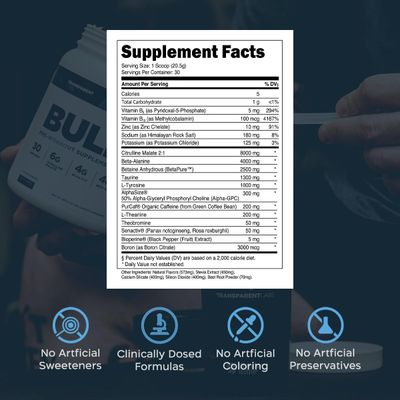 Transparent Labs Bulk Pre Workout Powder - Naturally Sweetened Advanced Pre-Workout Formula for Muscle Building and Strength - 30 Servings, Watermelon