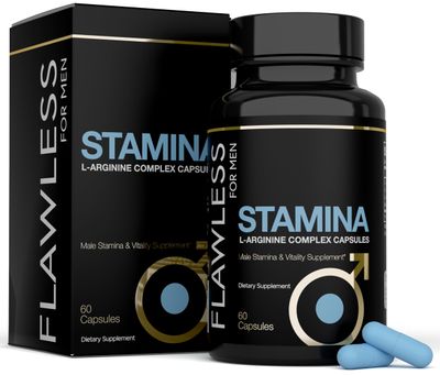 FLAWLESS FOR MEN Stamina | L-Arginine, L -Citrulline &amp; Nitric Oxide Supplement for Men | Promotes Male Vitality, Blood Flow and Endurance | 60 Capsules
