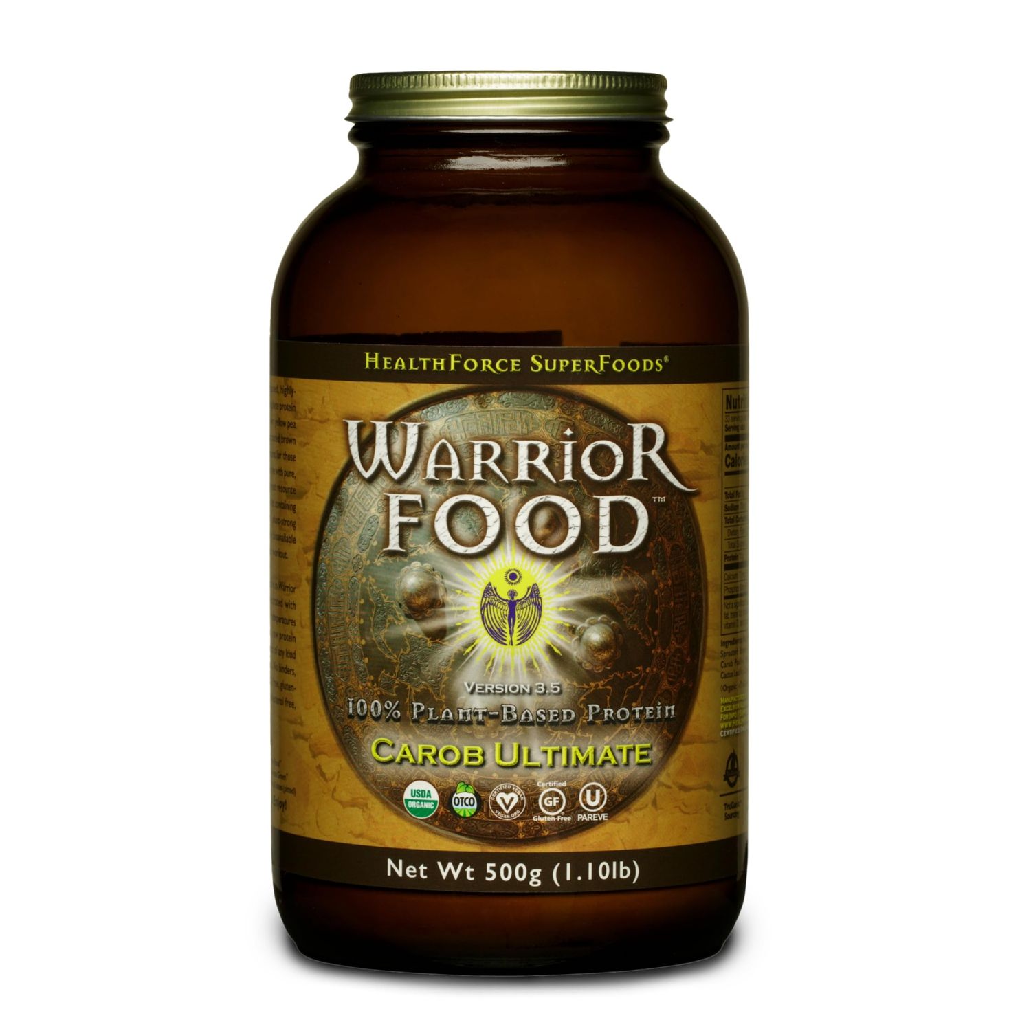HealthForce SuperFoods Warrior Food Protien Powder - Carob Flavor - 500 Grams