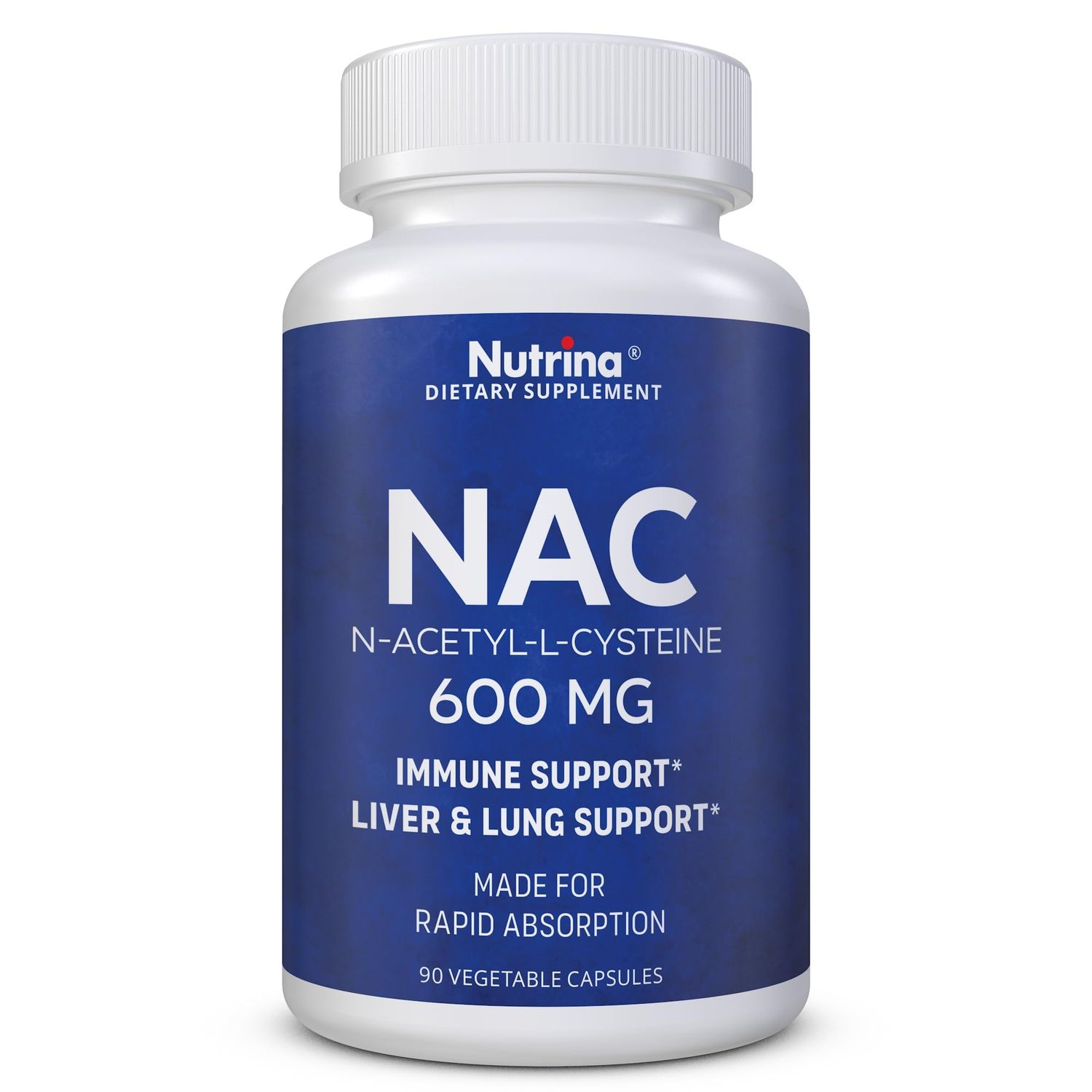 Nutrina NAC 600 mg - NAC Supplement for Immune Support &amp; Lung Health, Liver Support &amp; Antioxidant* - Freeform N-Acetyl-L-Cysteine - 90 Capsules