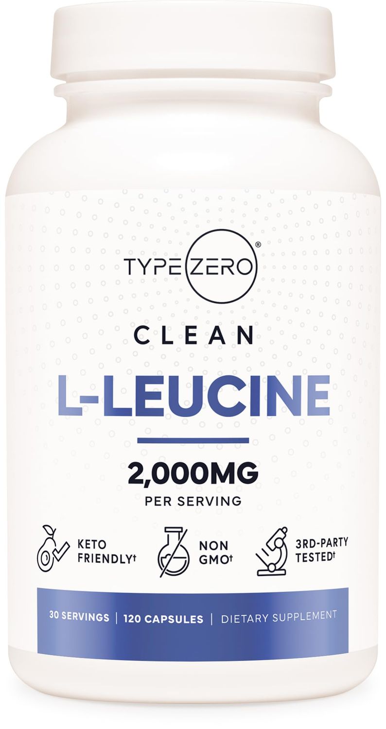 Type Zero L-Leucine Capsules (2000mg per Serving) 120 Capsules - 30 Servings