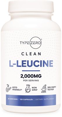 Type Zero L-Leucine Capsules (2000mg per Serving) 120 Capsules - 30 Servings