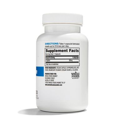Whole Foods Market, L Arginine 500Mg 100 Veggie Caps