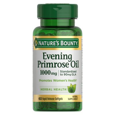 Nature&#39;s Bounty Evening Primrose Oil, Promotes Women&#39;s Health, 1000 mg Evening Primrose Oil, 60 Rapid Release Softgels