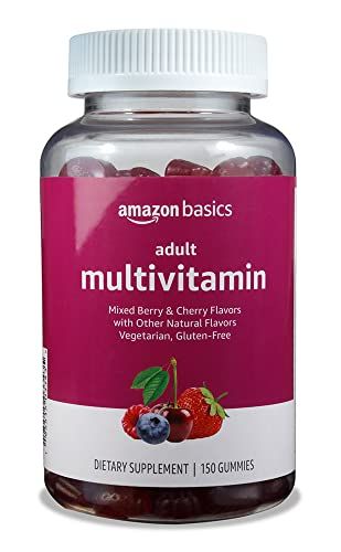 Amazon Basics Adult Multivitamin, 150 Gummies, 75-Day Supply, Mixed Berry &amp; Cherry (Previously Solimo)