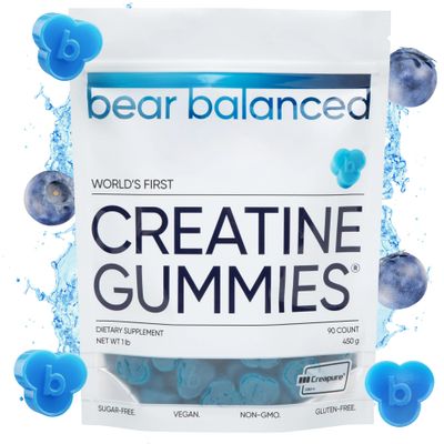 Bear Balanced Creatine Gummies for Men &amp; Women - Creatine Monohydrate, L-Theanine, L-Tyrosine &amp; B12 for Muscle Growth, Strength, Focus, Energy &amp; Health - Low Calorie, Sugar-Free, Vegan &amp; Gluten-Free