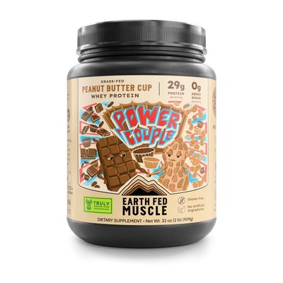 Earth Fed Muscle Friends with Benefits Chocolate Peanut Butter Truly Grass Fed Whey Protein Isolate | 2lb GMO-Free, Sugar Free, Soy Free, Gluten Free. Aid Muscle Recovery, Keto.