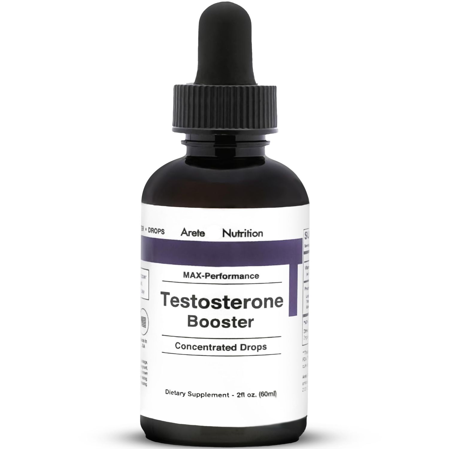Arete Nutrition Testosterone Booster - Supplement Men and Women with Tribulus Terrestris and Tongkat Ali for Enhancing, Muscle Recovery &amp; Energy - 2oz Liquid Bottle