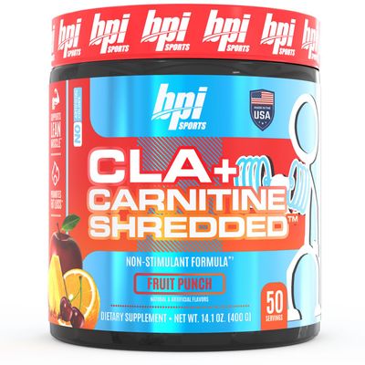 BPI Sports CLA + Carnitine Shredded Supports Lean Muscle &amp; Promotes Fat Loss - Fruit Punch (14.1 oz. / 50 Servings)