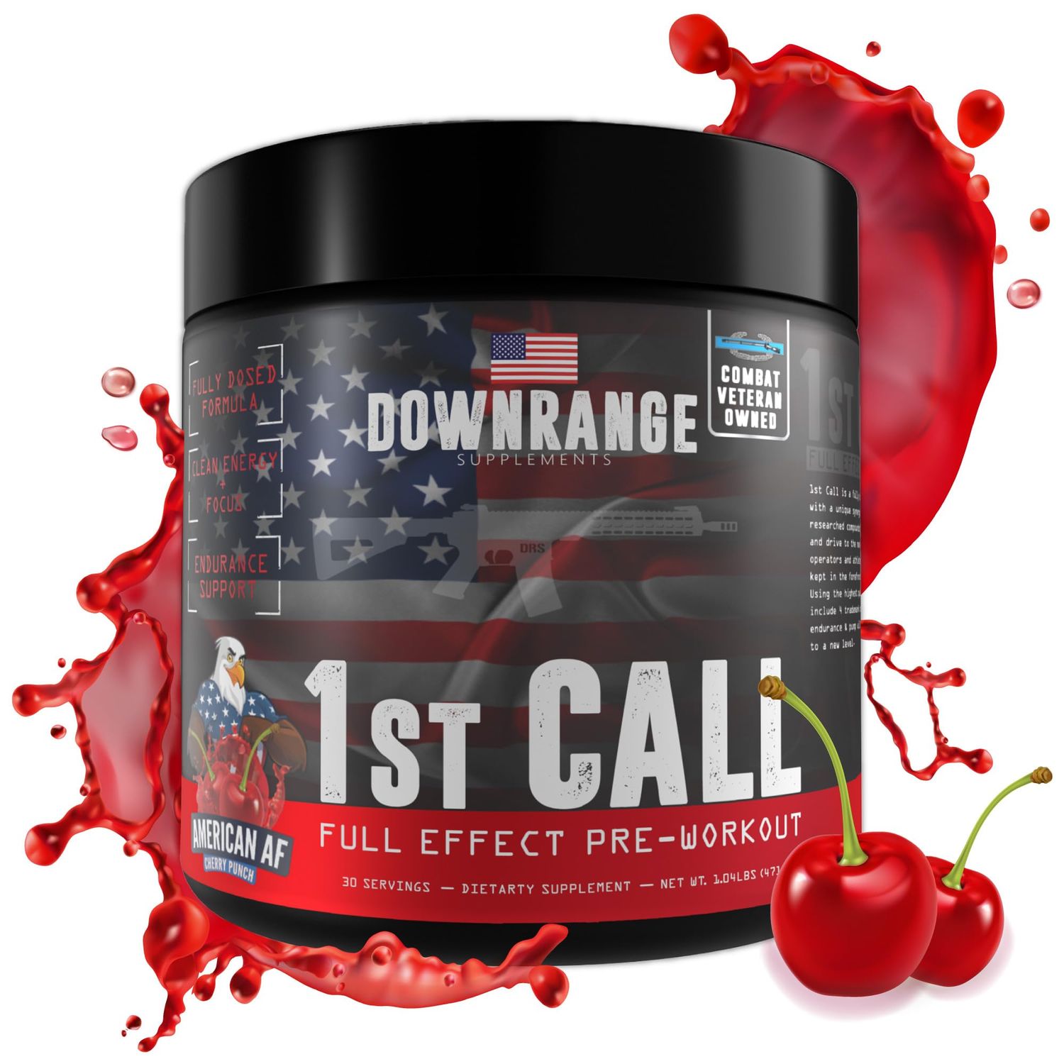 DownRange 1st Call Pre Workout Powder, Preworkout for Men and Women, Amino Acid Beta Alanine, Caffeine &amp; More for Pump, Energy and Focus Support, 30 Servings (Cherry Punch)