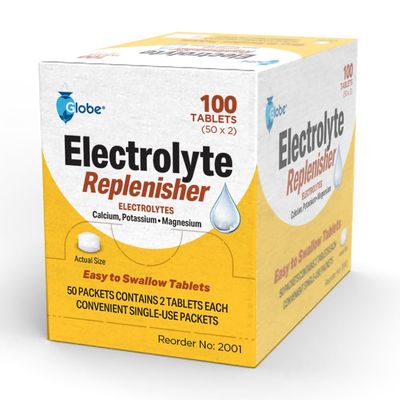 Globe Electrolyte Replacement Tablets for Rehydration, Exercise Recovery, Youth &amp; Adult Athletes, Hiking, Camping, &amp; Sports Recovery and More... 50 Packets of 2 Tablets Each, 100 Count