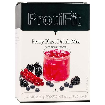 ProtiFit - High Protein Fruit Flavored Powder Drink Mix, 15g Protein, Low Calorie, Sugar Free, Ideal Protein Compatible, 7 Servings Per Box (Berry Blast)