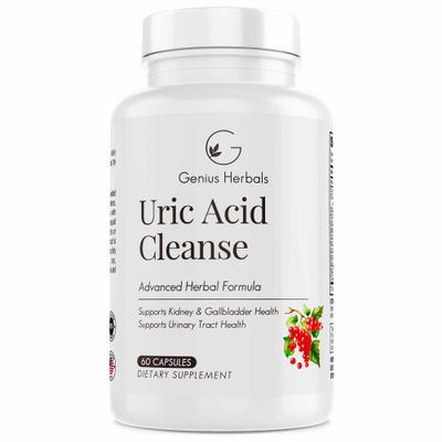 Genius Herbals Uric Acid Cleanse - Supports Kidney, Liver, Gallbladder &amp; Urinary Tract Health, Advanced Herbal Formula - 60 Capsules