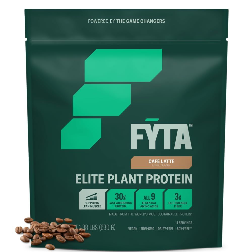 FYTA Vegan Protein Powder - Plant Based Protein Powder with Better Taste &amp; Texture Than Whey Protein - 30g Non-GMO &amp; Dairy Free Protein Powder Vegan - Protein Powder for Women &amp; Men - Cafe Latte 630g