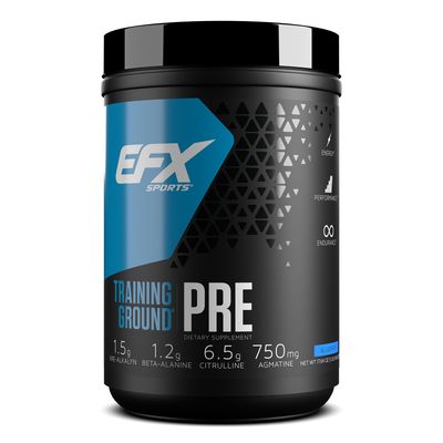 EFX Sports Training Ground Pre Workout Powder | Energy &amp; Muscle Pumps | with Hydromax Glycerol, Citrulline, Beta Alanine | 300mg Caffeine | 20 Servings (Blueberry)