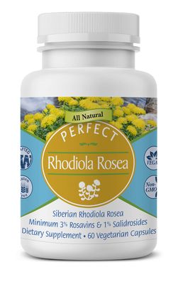 Perfect Rhodiola Rosea, for Better Focus, Energy, and Stress Relief, Optimal 3% Rosavins to 1% Salidroside Ratio, a Natural Adaptogen ~60 Vegetable Capsules