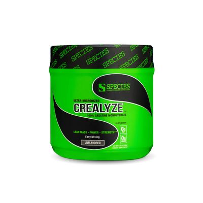 Species Nutrition Crealyze Creatine Powder, 100% Creatine Monohydrate with Solubility to Support Lean Mass, Endurance and Strength, Post Workout Recovery Drink, Gluten-Free (Unflavored, 17.6 Oz)