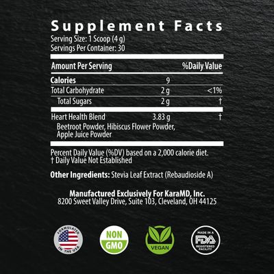 KaraMD UltraBeets - Beetroot Superfood Powder - Heart Health, Circulation &amp; Energy Supplement - Supports Nitric Oxide Production - Cherry Apple Flavored Drink Mix - 30 Servings