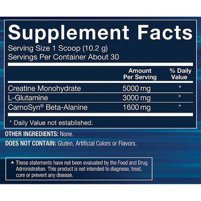BodyTech Creatine & Glutamine with Beta-Alanine - Premium Performance Supplement for Enhanced Strength, Muscle Recovery, and Endurance - Advanced Formula (10.8oz/ 30 Servings)