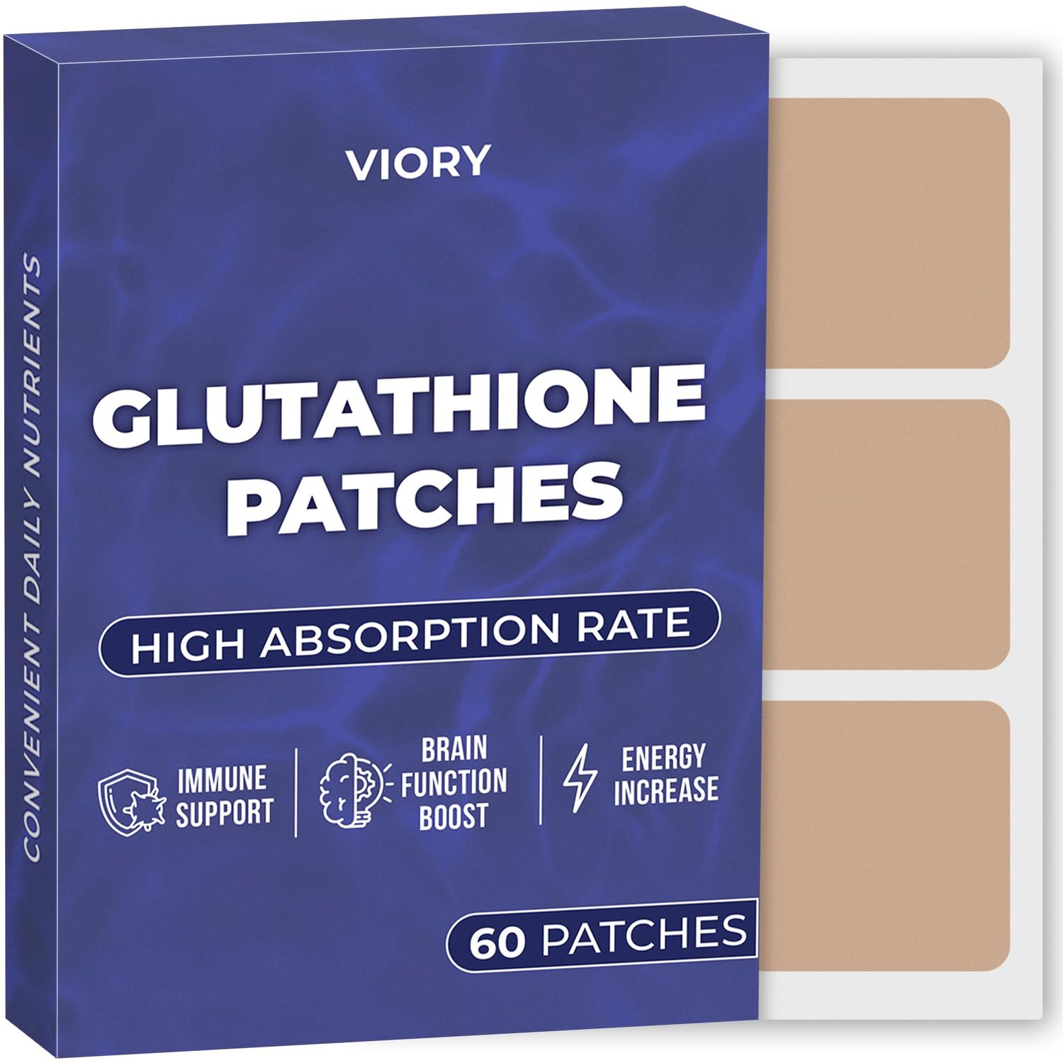 Glutathione Patches (Pack of 60) - 100% Natural Patch for Women and Men - Energy, Focus &amp; Body Support - Enhanced Formula