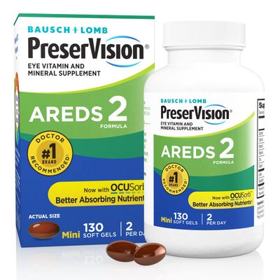 PreserVision AREDS 2 Eye Vitamin &amp; Mineral Supplement, Contains Lutein, Vitamin C, Zeaxanthin, Zinc &amp; Vitamin E, 130 Softgels (Packaging May Vary)
