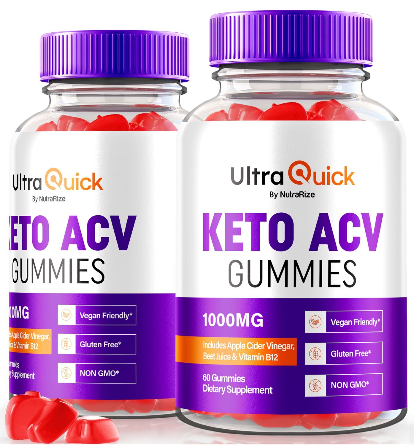 (2 Pack) Ultra Quick Keto ACV Gummies, Ultra Quick Keto + ACV, All Natural Supplement, Premium Keto Plus ACV Formula, Apple Cider Vinegar 1000MG, Official UltraQuick Reviews (120 Gummies)