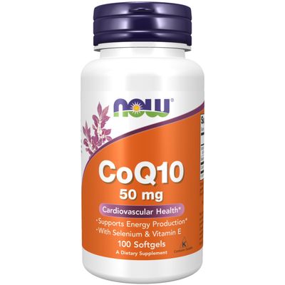 NOW Foods Supplements, CoQ10 50 mg, Pharmaceutical Grade, All-Trans Form produced by Fermentation, 100 Softgels