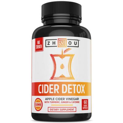 Zhou Nutrition Cider Detox Apple Cider Vinegar Capsules with Ginger, Turmeric &amp; Cayenne, Max Strength Thermogenic Formula for Improved Digestion, Detox, Heart Health
