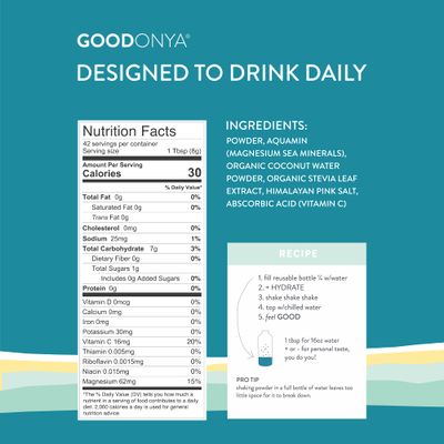 GOODONYA Organic Hydration Electrolyte Powder | Lemon, Coconut Water, Magnesium, Himalayan Pink Salt | Only 1g Sugar, No Artificial Flavors | USDA Organic &amp; Plant-Based | 42 Servings